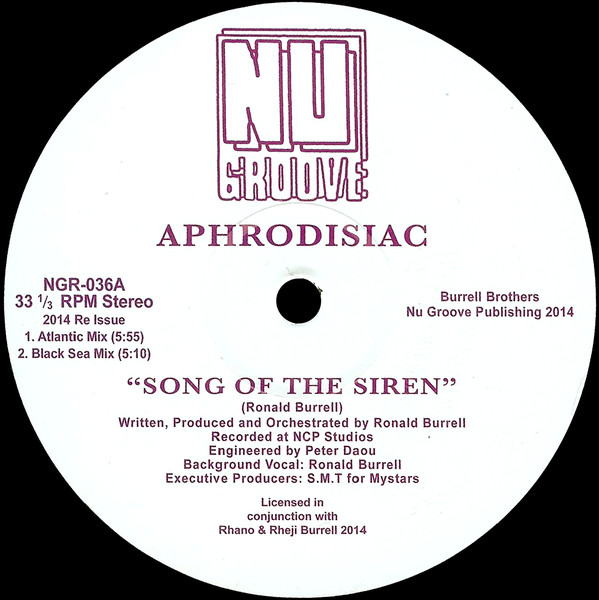 Aphrodisiac Song Of The Siren Nu Groove vinyl record